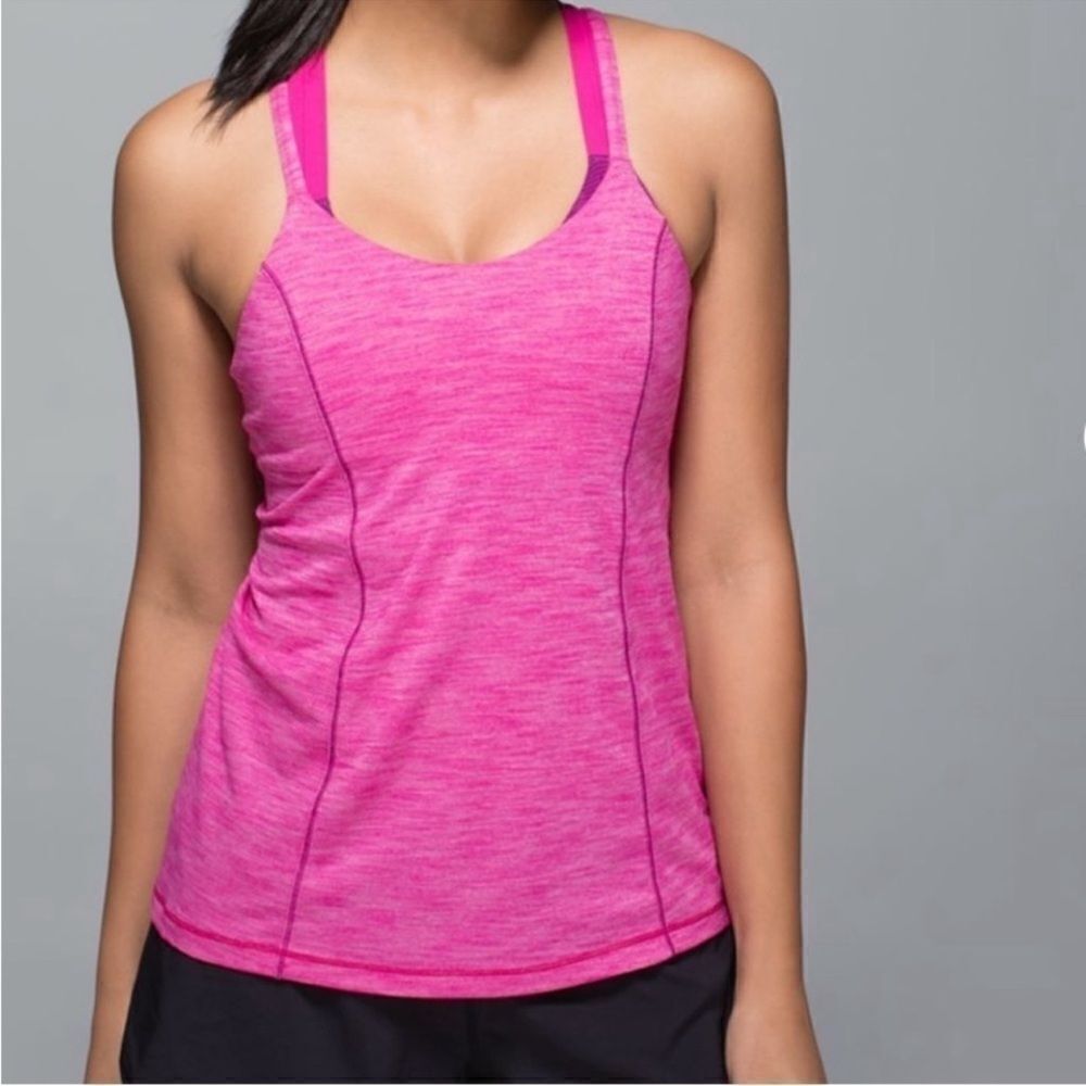 Lululemon Run For Gold Tank Hot Pink Magenta Running Tank Top Sports Bra Size 8